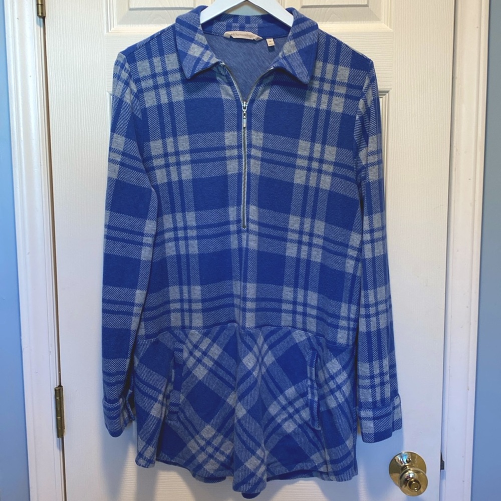 Soft Surroundings Kymani Plaid Tunic Top EUC